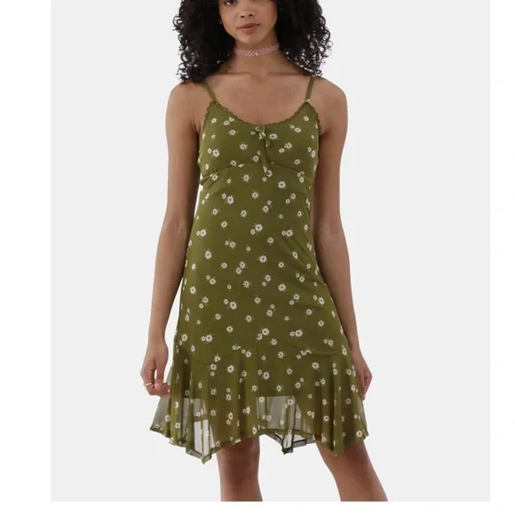 green emerald velvet dress Women's Not in A Hurry Olive Green Tropical Print Cotton Cutout Maxi Dress | Size: M